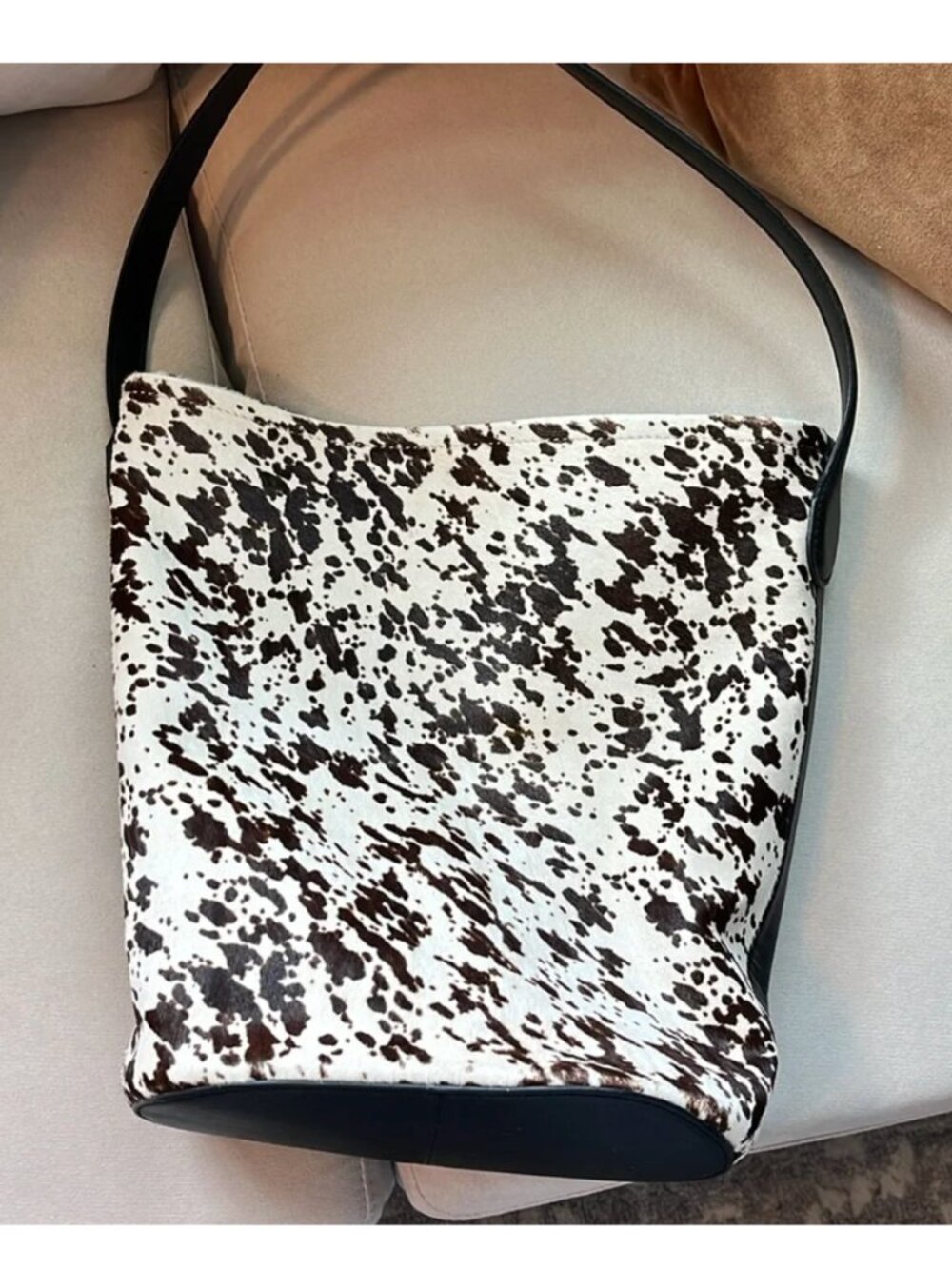 NWT J. Crew Berkeley Cow Print Bucket Bag in Leather and Calf Hair - Picture 2 of 6